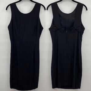 Vintage 90s Mini Dress Positive Attitude Linen Blend Bow Detail Womens 8